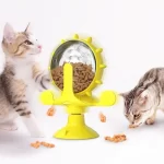 Rueda interactiva de alimentación para perros y gatos amarillo