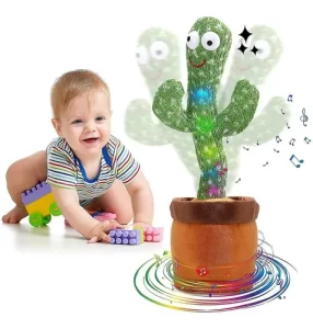 bebe con el Juguete cactus bailarin imita voz