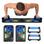 Hombre haciendo ejercicios en la Tabla de flexiones push up 9 en 1