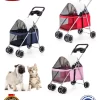 Coche mascotas 4 ruedas carrito transporte plegable pequeño