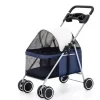 Coche mascotas 4 ruedas carrito transporte plegable pequeño azul