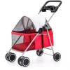 Coche mascotas 4 ruedas carrito transporte plegable pequeño rojo