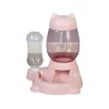 Comedero y bebedero dosificador doble uso para perros gatos rosado