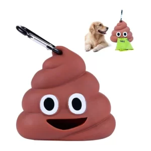 Dispensador de bolsas para desechos de mascotas con diseño de emoji mr. poo