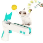 Juguete interactivo para gatos con pluma bola gato cana caza azul