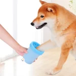 Limpiador de patas perro cepillo limpieza portátil azul 1