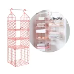 Organizador de armario plegable estante de almacenamiento rosado