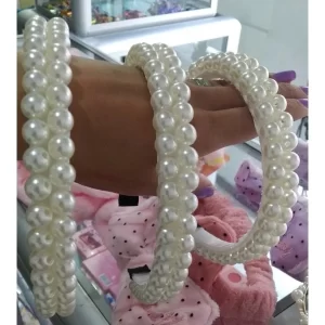 Diadema doble perlas blancas
