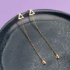 Aretes triángulos cadena dorados B322 1