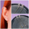 Aretes triángulos cadena dorados B322