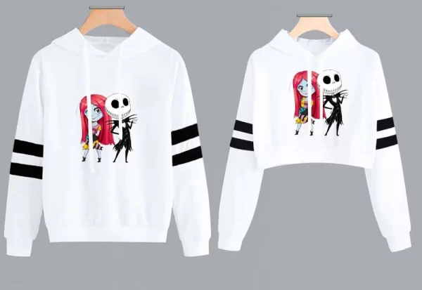 Buzo buso hoodies blanco pareja Jack & Sally