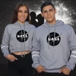 Buzo buso hoodies pareja Nasa negro y gris