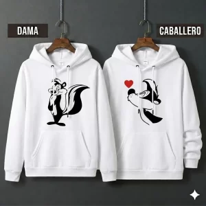 Buzos con Capota Pareja Pepe le Pew Enamorado