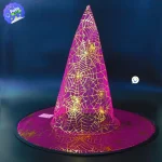 Sombrero de bruja transparente para halloween rosado 1