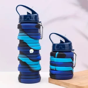 Botella Plegable De Agua Silicona Reutilizable azul