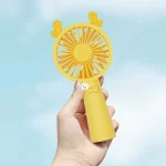 Mini Ventilador Recargable Portátil De Mano y Mesa amarillo