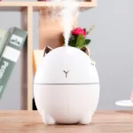 Mini humidificador USB luz LED gato difusor blanco