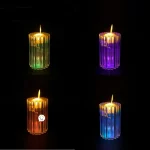 Vela de movimiento realista de luz cálida y base multicolor 1