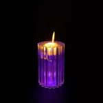 Vela de movimiento realista de luz cálida y base multicolor 4