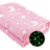COBIJA MANTA LUMINOSA DE ESTRELLAS Y LUNA ROSADO 1
