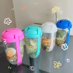 Taza De Ensalada1000ml Con Taza Para Aderezo