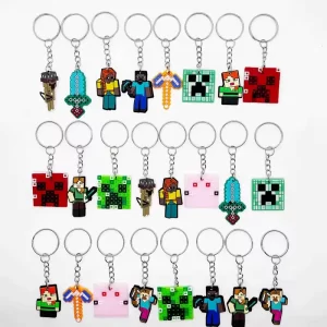 Llaveros de Minecraft en PVC Pack x12 uds