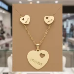 Juego-de-collar-y-Aretes-Diseno-Corazon-Mom