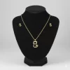 Juego-de-collar-y-Aretes-Diseno-Gato-Silueta