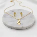 Juego-de-collar-y-Aretes-Diseno-Notas-Musicales