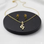 Juego-de-collar-y-Aretes-Diseno-Notas-Musicales