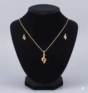 Juego-de-collar-y-Aretes-Diseno-Notas-Musicales