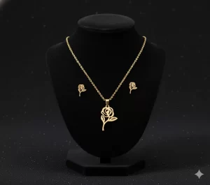 Juego-de-collar-y-Aretes-Diseno-Rosas