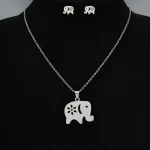 Juego de collar y Aretes Elefante de Acero Inoxidable