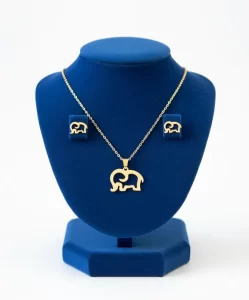 Juego de collar y Aretes Elefante Silueta