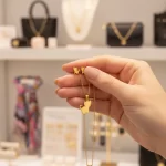 Juego de collar y Aretes Gato Dorado