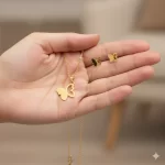 Juego de collar y Aretes Mariposa media Silueta