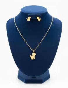 collar y Aretes Gato Dorado