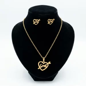 Juego-de-collar-y-Aretes-Corazon-Flechado