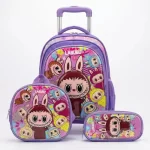 Maleta Escolar Con Ruedas Y Carrito Labubu