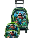 Maleta-Escolar-Con-Ruedas-Y-Carrito-Minecraft