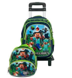 Maleta-Escolar-Con-Ruedas-Y-Carrito-Minecraft