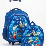 Maleta Escolar Con Ruedas Y Carrito Sonic