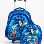 Maleta Escolar Con Ruedas Y Carrito Sonic