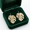 Aretes Hoja Colgante Dorados