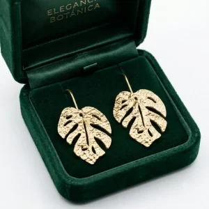 Aretes Hoja Colgante Dorados