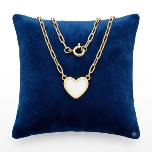 Cadena Dorada con Dije de Corazón Blanco