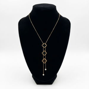 Cadena Treboles Negros 28cm Dorado