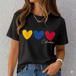 Camiseta Colombia 3 Corazones Estampada
