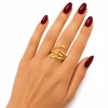 Anillo Líneas Dorado Acero Inoxidable