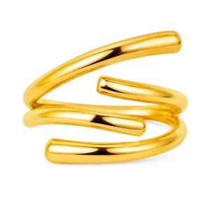 Anillo Líneas Dorado Acero Inoxidable